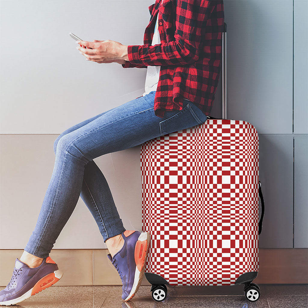 Red White Filipino Binakol Motifs Luggage Cover Mabuhay Philippines Festival Kusikus Pattern LT14 - Polynesian Pride