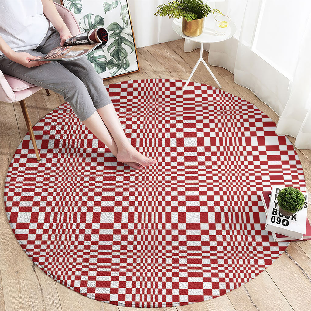 Red White Filipino Binakol Motifs Round Carpet Mabuhay Philippines Festival Kusikus Pattern LT14 - Polynesian Pride