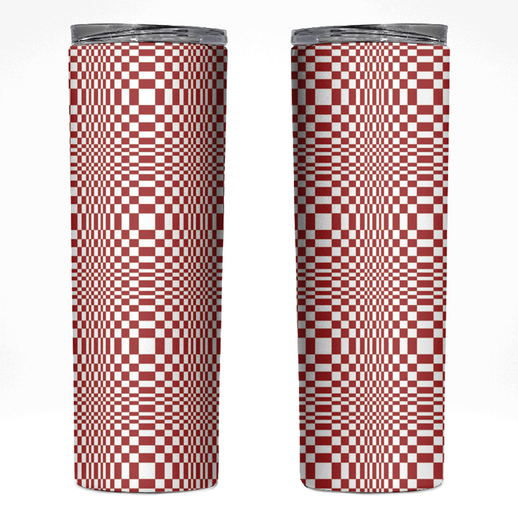 Red White Filipino Binakol Motifs Skinny Tumbler Mabuhay Philippines Festival Kusikus Pattern