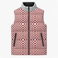 Red White Filipino Binakol Motifs Sleeveless Puffer Jacket Mabuhay Philippines Festival Kusikus Pattern LT14 Unisex Red - Polynesian Pride