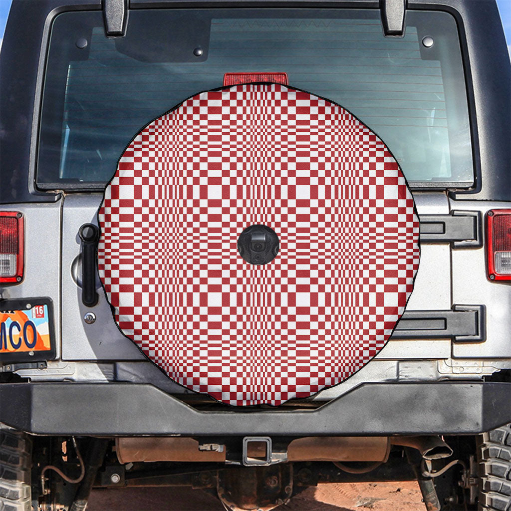 Red White Filipino Binakol Motifs Spare Tire Cover Mabuhay Philippines Festival Kusikus Pattern LT14 Red - Polynesian Pride