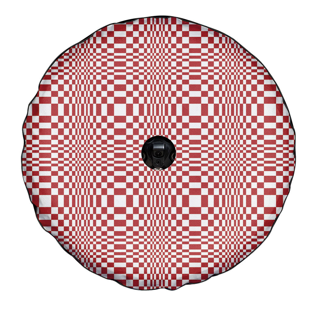Red White Filipino Binakol Motifs Spare Tire Cover Mabuhay Philippines Festival Kusikus Pattern LT14 - Polynesian Pride