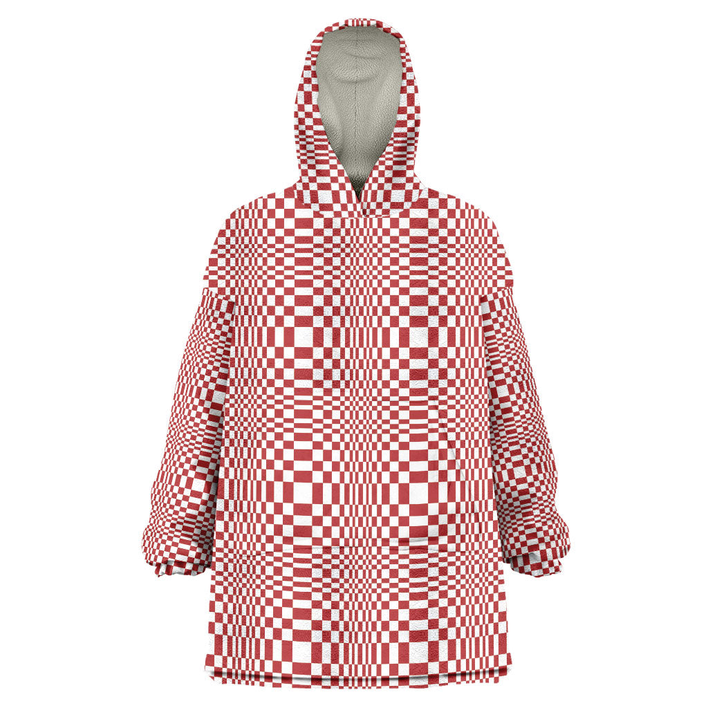 Red White Filipino Binakol Motifs Wearable Blanket Hoodie Mabuhay Philippines Festival Kusikus Pattern LT14 One Size Red - Polynesian Pride