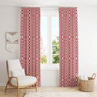 Red White Filipino Binakol Motifs Window Curtain Mabuhay Philippines Festival Kusikus Pattern LT14 - Polynesian Pride