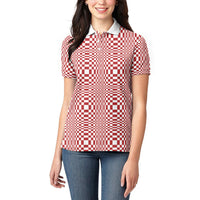 Red White Filipino Binakol Motifs Women Polo Shirt Mabuhay Philippines Festival Kusikus Pattern LT14 - Polynesian Pride