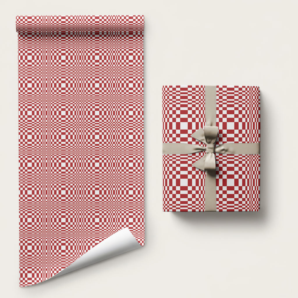 Red White Filipino Binakol Motifs Wrapping Paper Mabuhay Philippines Festival Kusikus Pattern LT14 58" × 23" Red - Polynesian Pride