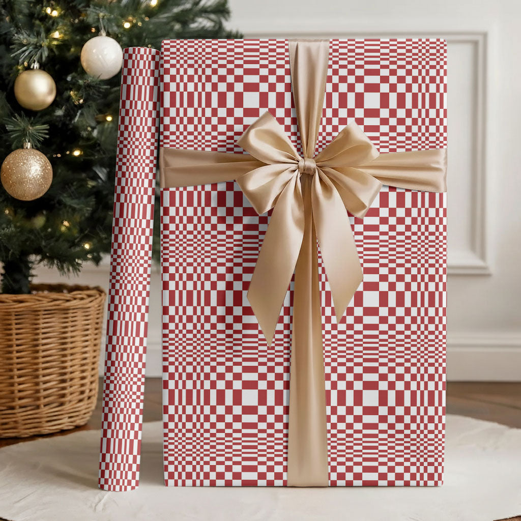Red White Filipino Binakol Motifs Wrapping Paper Mabuhay Philippines Festival Kusikus Pattern LT14 - Polynesian Pride