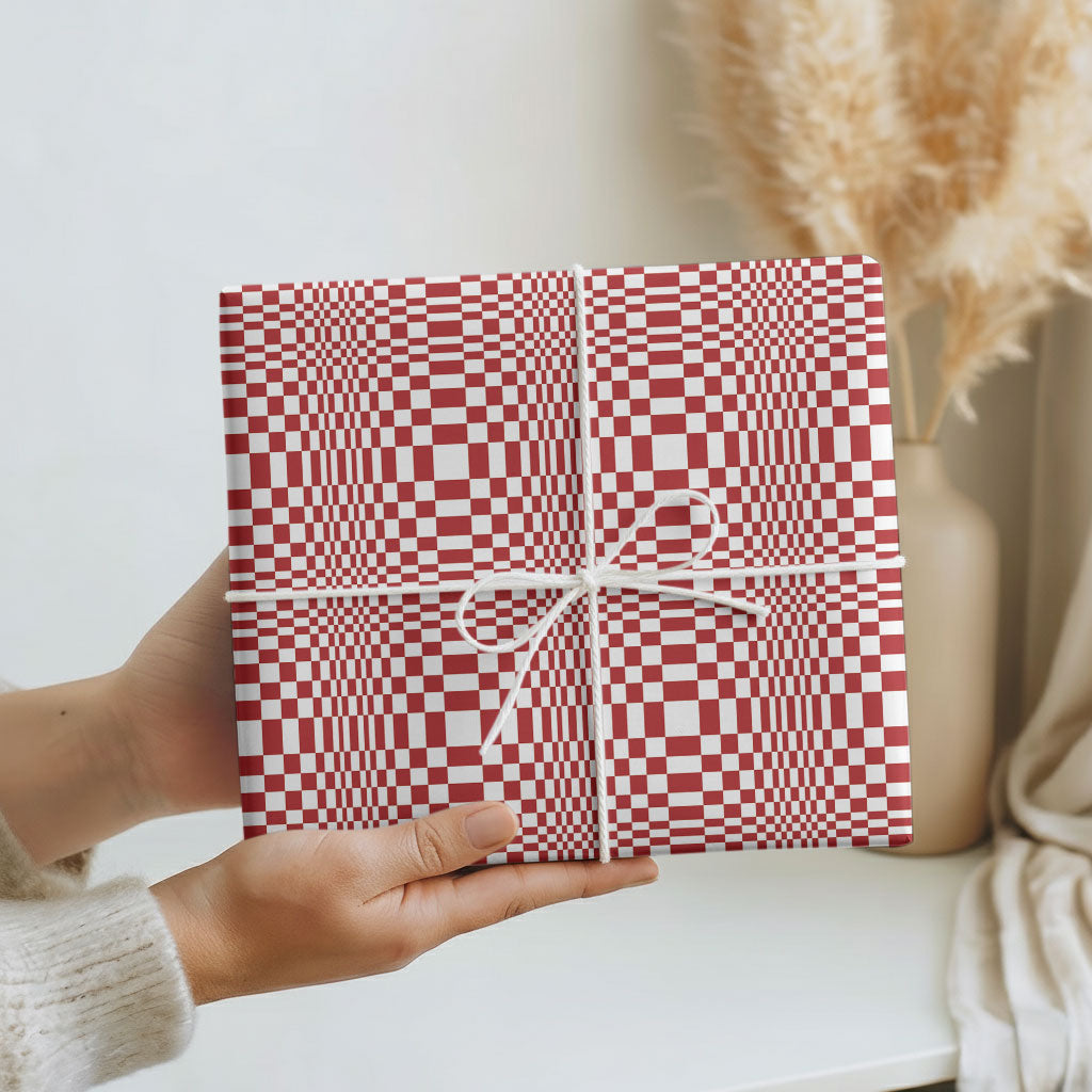 Red White Filipino Binakol Motifs Wrapping Paper Mabuhay Philippines Festival Kusikus Pattern LT14 - Polynesian Pride