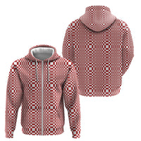 Red White Filipino Binakol Motifs Zip Hoodie Mabuhay Philippines Festival Kusikus Pattern LT14 - Polynesian Pride