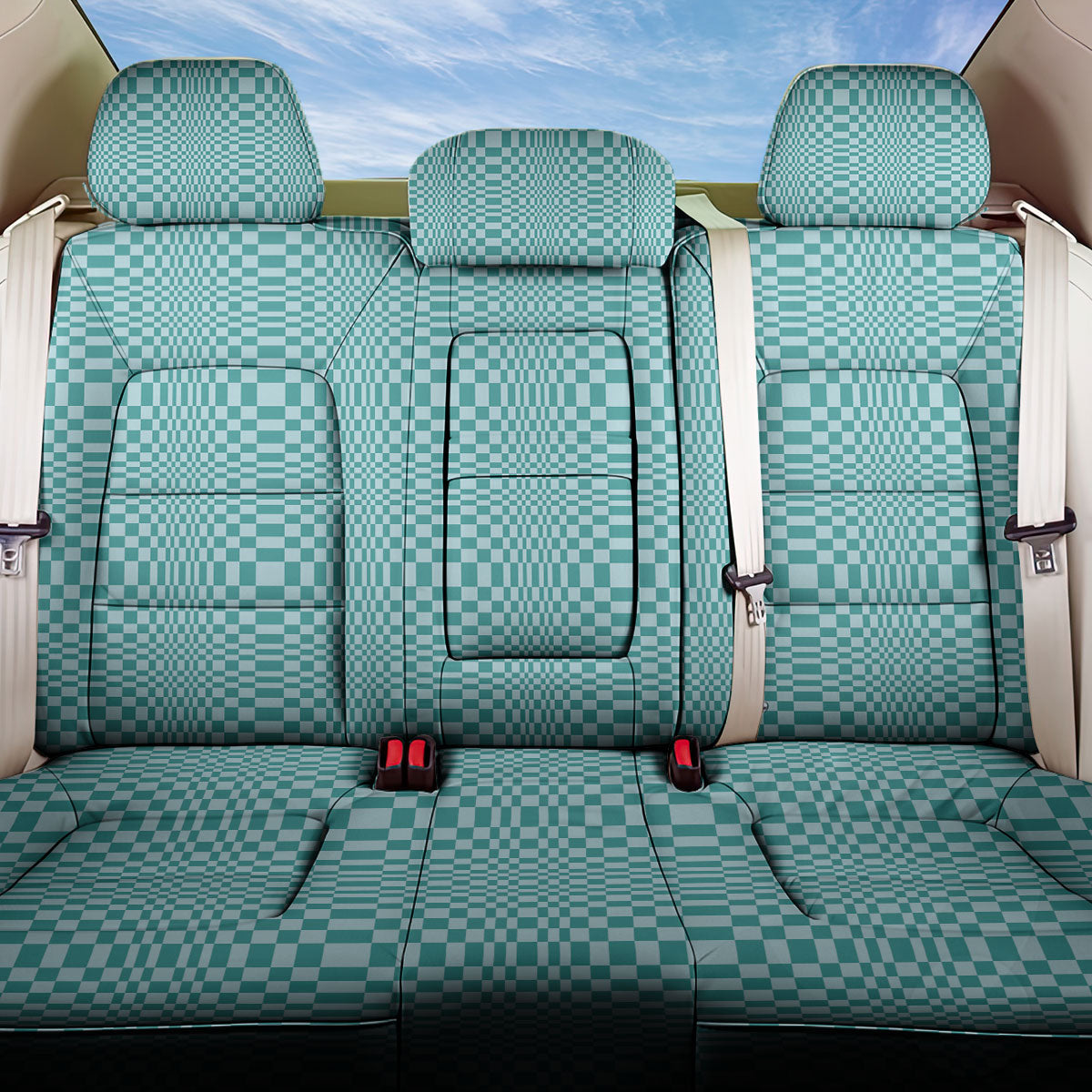 Cyan Filipino Binakol Motifs Back Car Seat Cover Mabuhay Philippines Festival Kusikus Pattern LT14 One Size Cyan - Polynesian Pride