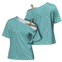 Cyan Filipino Binakol Motifs Cross Shoulder Shirt Mabuhay Philippines Festival Kusikus Pattern LT14 - Polynesian Pride