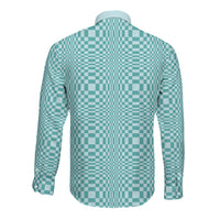 Cyan Filipino Binakol Motifs Long Sleeve Button Shirt Mabuhay Philippines Festival Kusikus Pattern LT14 - Polynesian Pride