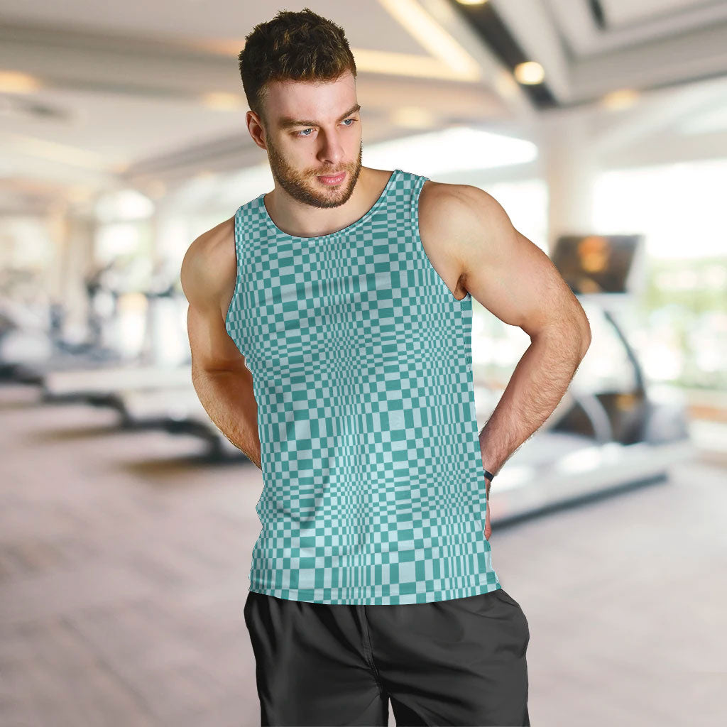 Cyan Filipino Binakol Motifs Men Tank Top Mabuhay Philippines Festival Kusikus Pattern LT14 Cyan - Polynesian Pride