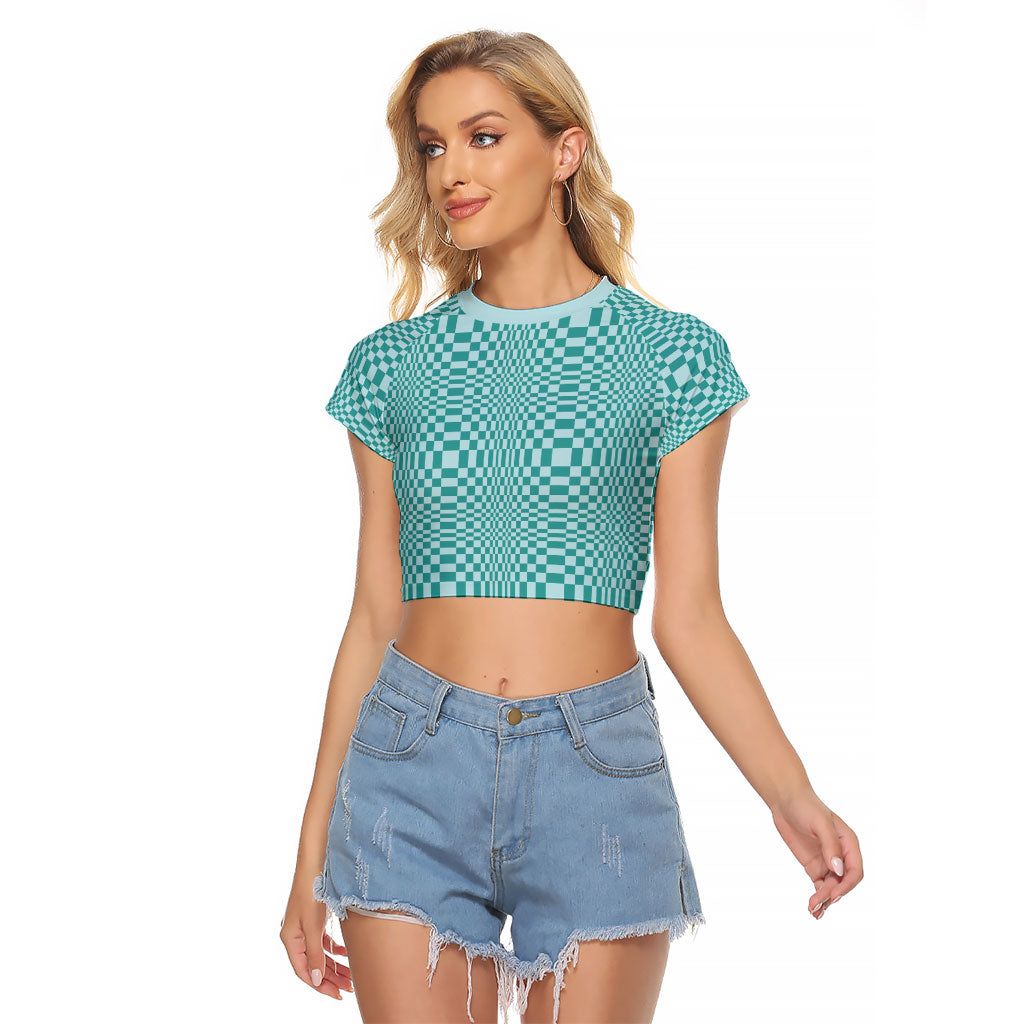 Cyan Filipino Binakol Motifs Raglan Cropped T Shirt Mabuhay Philippines Festival Kusikus Pattern LT14 Female Cyan - Polynesian Pride