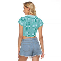 Cyan Filipino Binakol Motifs Raglan Cropped T Shirt Mabuhay Philippines Festival Kusikus Pattern LT14 - Polynesian Pride
