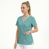 Cyan Filipino Binakol Motifs Scrub Top Mabuhay Philippines Festival Kusikus Pattern LT14 - Polynesian Pride