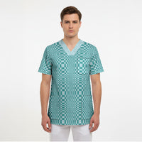 Cyan Filipino Binakol Motifs Scrub Top Mabuhay Philippines Festival Kusikus Pattern LT14 - Polynesian Pride