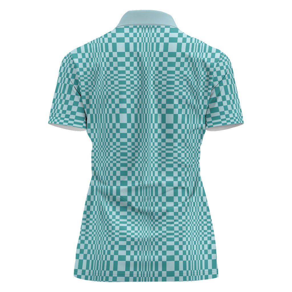Cyan Filipino Binakol Motifs Women Polo Shirt Mabuhay Philippines Festival Kusikus Pattern LT14 - Polynesian Pride