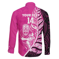 New Zealand Silver Fern Rugby Custom Family Matching Short Sleeve Bodycon Dress and Hawaiian Shirt All Black Maori Pattern Pink LT14 - Polynesian Pride