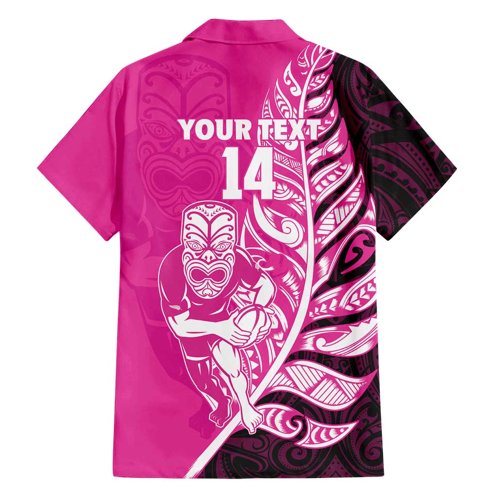 New Zealand Silver Fern Rugby Custom Family Matching Tank Maxi Dress and Hawaiian Shirt All Black Maori Pattern Pink LT14 - Polynesian Pride