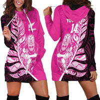 New Zealand Silver Fern Rugby Custom Hoodie Dress All Black Maori Pattern Pink LT14 - Polynesian Pride
