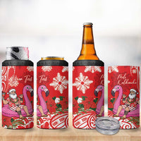 Personalized Hawaii Christmas 4 in 1 Can Cooler Tumbler Mele Kalikimaka Chilling Shaka Santa Flamingo LT14 - Polynesian Pride
