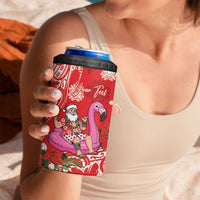 Personalized Hawaii Christmas 4 in 1 Can Cooler Tumbler Mele Kalikimaka Chilling Shaka Santa Flamingo LT14 - Polynesian Pride