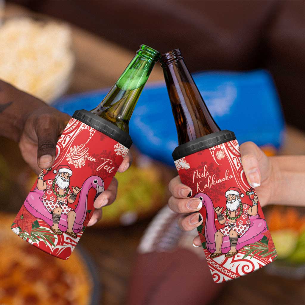 Personalized Hawaii Christmas 4 in 1 Can Cooler Tumbler Mele Kalikimaka Chilling Shaka Santa Flamingo LT14 - Polynesian Pride