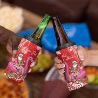 Personalized Hawaii Christmas 4 in 1 Can Cooler Tumbler Mele Kalikimaka Chilling Shaka Santa Flamingo LT14 - Polynesian Pride