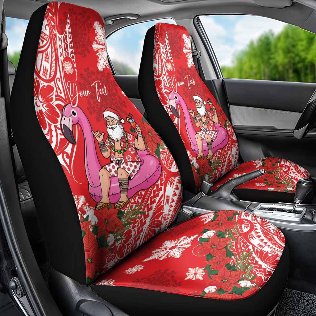 Personalized Hawaii Christmas Car Seat Cover Mele Kalikimaka Chilling Shaka Santa Flamingo LT14 - Polynesian Pride