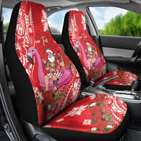 Personalized Hawaii Christmas Car Seat Cover Mele Kalikimaka Chilling Shaka Santa Flamingo LT14 - Polynesian Pride