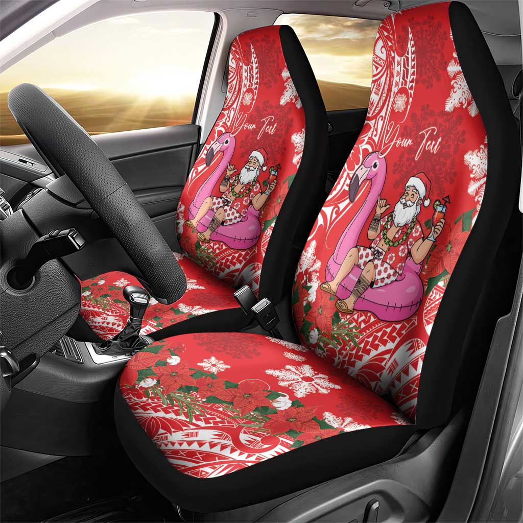 Personalized Hawaii Christmas Car Seat Cover Mele Kalikimaka Chilling Shaka Santa Flamingo LT14 - Polynesian Pride