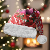Personalized Hawaii Christmas Santa Hat Mele Kalikimaka Chilling Shaka Santa Flamingo - Polynesian Pride