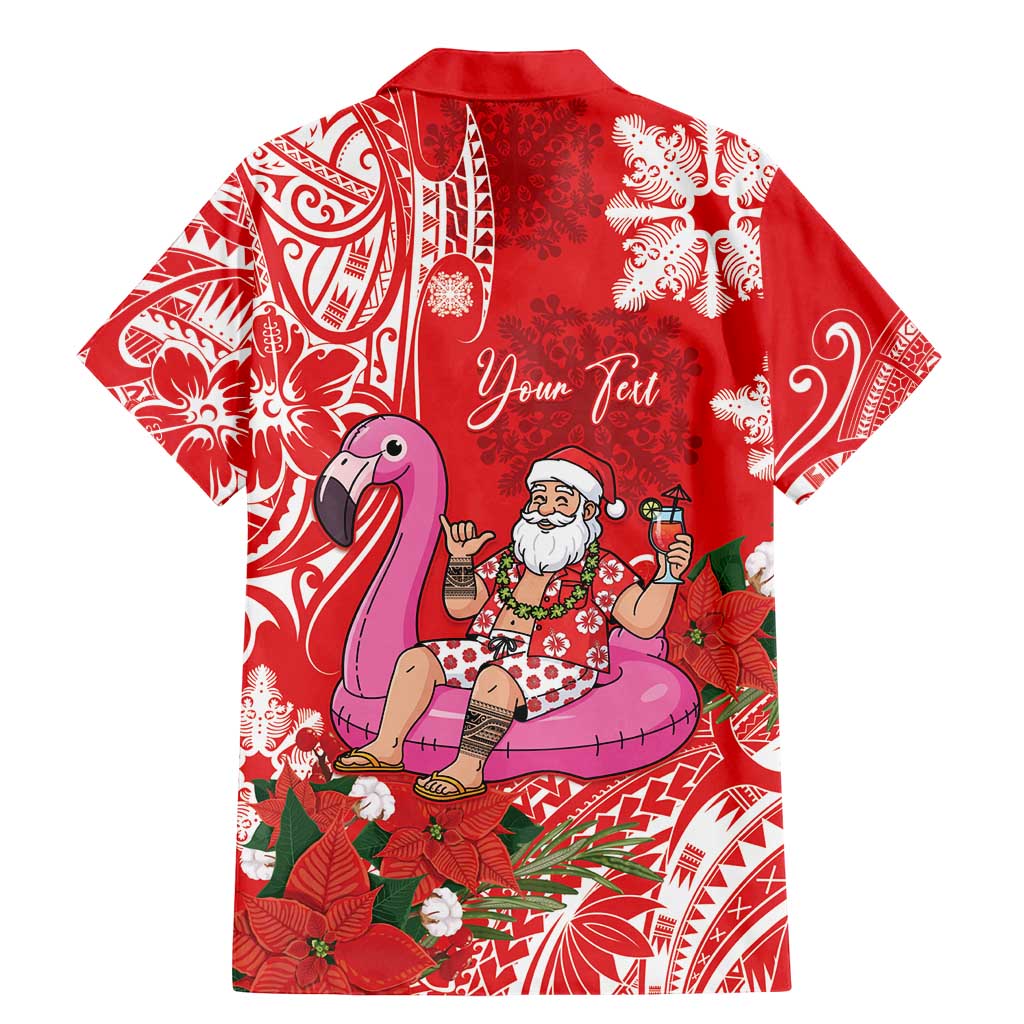 Personalized Hawaii Christmas Family Matching Mermaid Dress and Hawaiian Shirt Mele Kalikimaka Chilling Shaka Santa Flamingo LT14 - Polynesian Pride