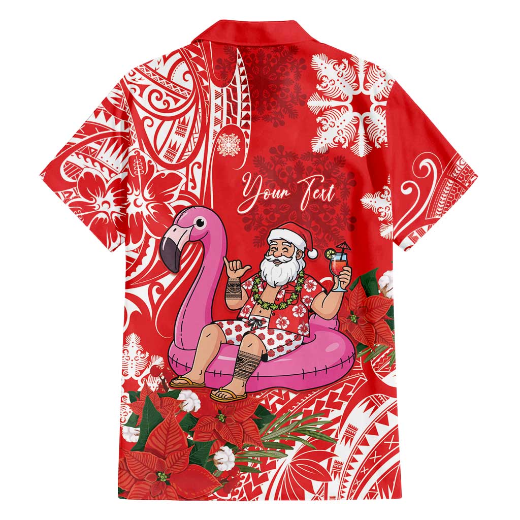 Personalized Hawaii Christmas Family Matching Off Shoulder Maxi Dress and Hawaiian Shirt Mele Kalikimaka Chilling Shaka Santa Flamingo LT14 - Polynesian Pride