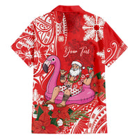 Personalized Hawaii Christmas Family Matching Short Sleeve Bodycon Dress and Hawaiian Shirt Mele Kalikimaka Chilling Shaka Santa Flamingo LT14 - Polynesian Pride