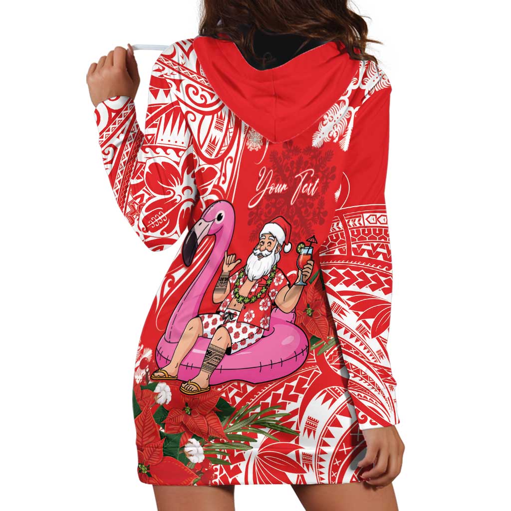 Personalized Hawaii Christmas Hoodie Dress Mele Kalikimaka Chilling Shaka Santa Flamingo LT14 - Polynesian Pride