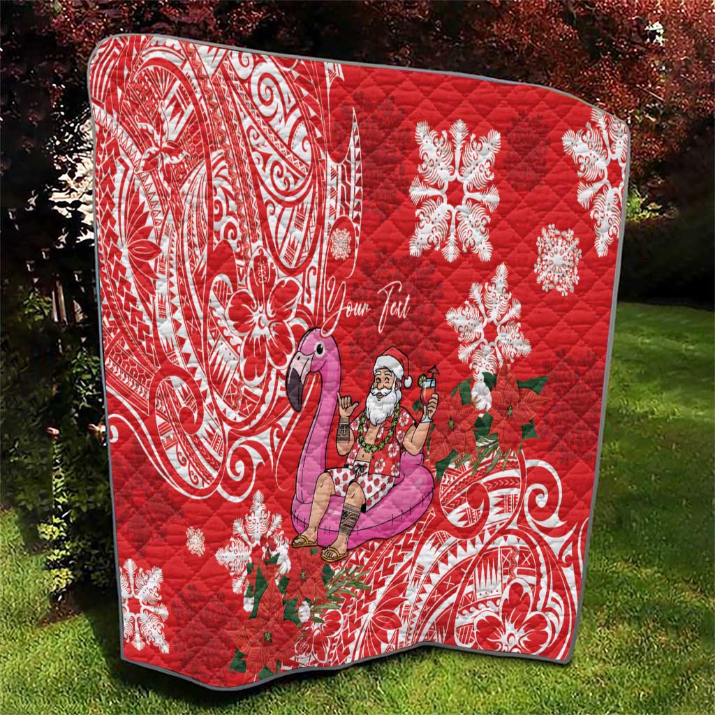 Personalized Hawaii Christmas Quilt Mele Kalikimaka Chilling Shaka Santa Flamingo LT14 - Polynesian Pride
