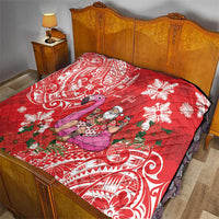 Personalized Hawaii Christmas Quilt Mele Kalikimaka Chilling Shaka Santa Flamingo LT14 - Polynesian Pride