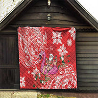 Personalized Hawaii Christmas Quilt Mele Kalikimaka Chilling Shaka Santa Flamingo LT14 - Polynesian Pride