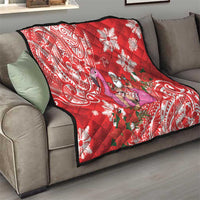 Personalized Hawaii Christmas Quilt Mele Kalikimaka Chilling Shaka Santa Flamingo LT14 - Polynesian Pride