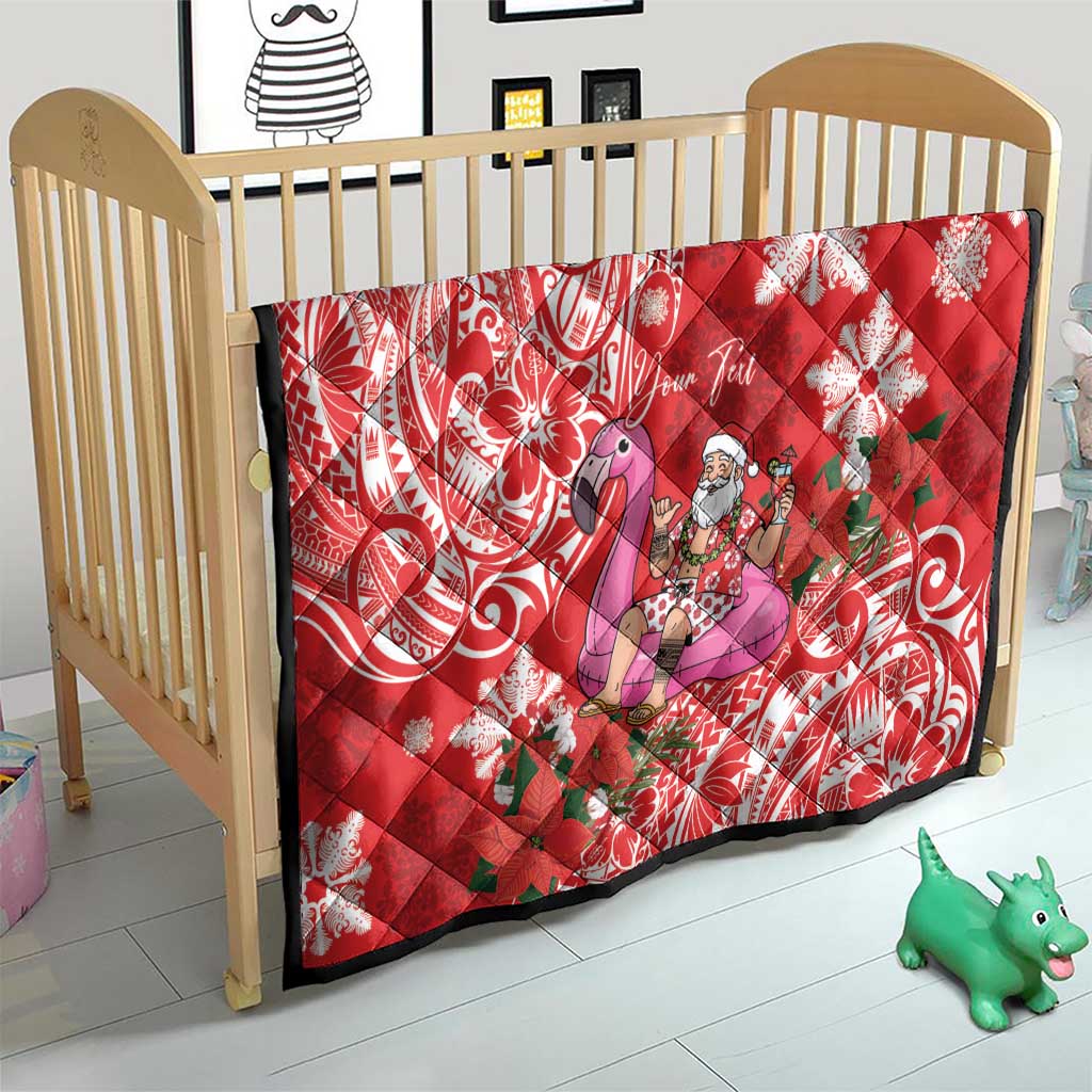 Personalized Hawaii Christmas Quilt Mele Kalikimaka Chilling Shaka Santa Flamingo LT14 - Polynesian Pride