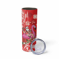 Personalized Hawaii Christmas Skinny Tumbler Mele Kalikimaka Chilling Shaka Santa Flamingo LT14 - Polynesian Pride