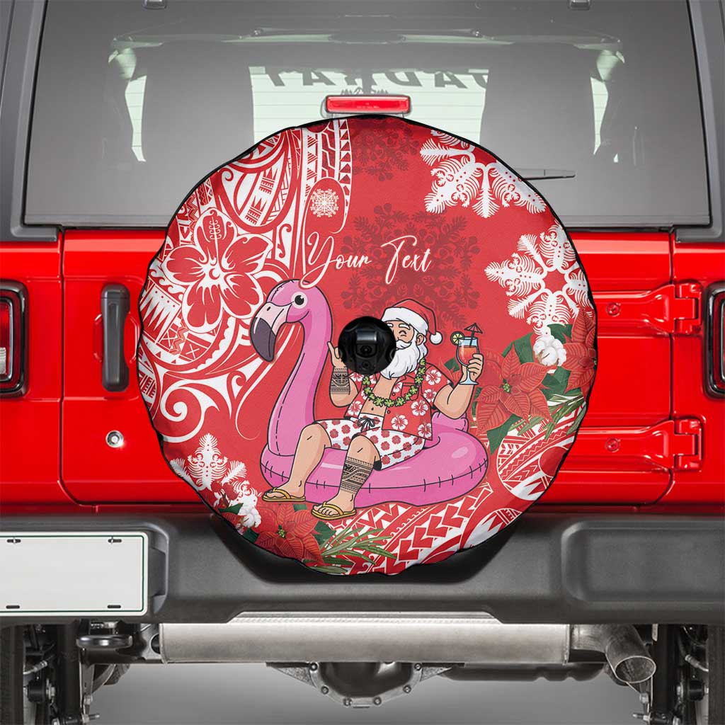 Personalized Hawaii Christmas Spare Tire Cover Mele Kalikimaka Chilling Shaka Santa Flamingo LT14 - Polynesian Pride