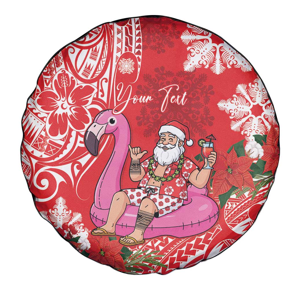 Personalized Hawaii Christmas Spare Tire Cover Mele Kalikimaka Chilling Shaka Santa Flamingo LT14 - Polynesian Pride