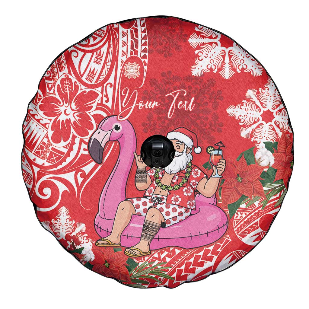 Personalized Hawaii Christmas Spare Tire Cover Mele Kalikimaka Chilling Shaka Santa Flamingo LT14 - Polynesian Pride