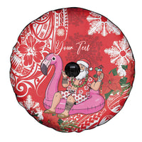 Personalized Hawaii Christmas Spare Tire Cover Mele Kalikimaka Chilling Shaka Santa Flamingo LT14 - Polynesian Pride