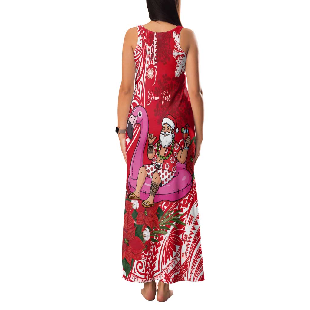 Personalized Hawaii Christmas Tank Maxi Dress Mele Kalikimaka Chilling Shaka Santa Flamingo LT14 - Polynesian Pride