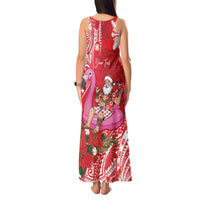 Personalized Hawaii Christmas Tank Maxi Dress Mele Kalikimaka Chilling Shaka Santa Flamingo LT14 - Polynesian Pride