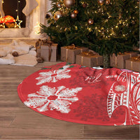 Personalized Hawaii Christmas Tree Skirt Mele Kalikimaka Chilling Shaka Santa Flamingo - Polynesian Pride